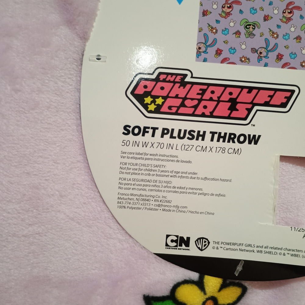 New Cartoon Network Powerpuff Girls Easter Lavender Throw Blanket Size 50x70 - Picture 3 of 5